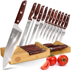 Knife set with block for drawer