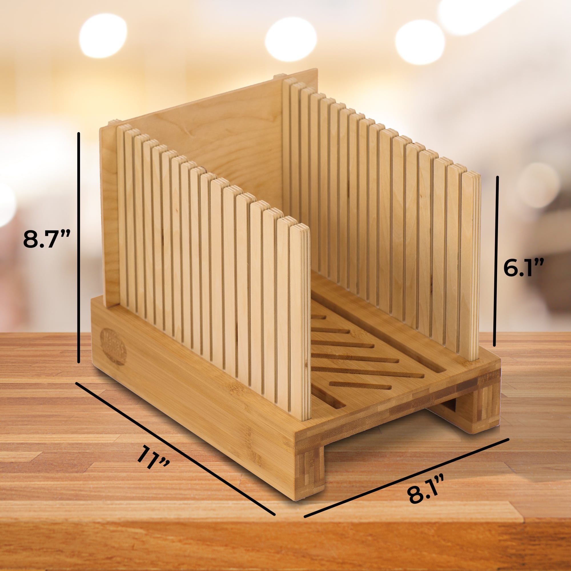 A Home Bamboo Bread Slicer For Homemade Bread,Adjustable Width Bread Slicing  Guides