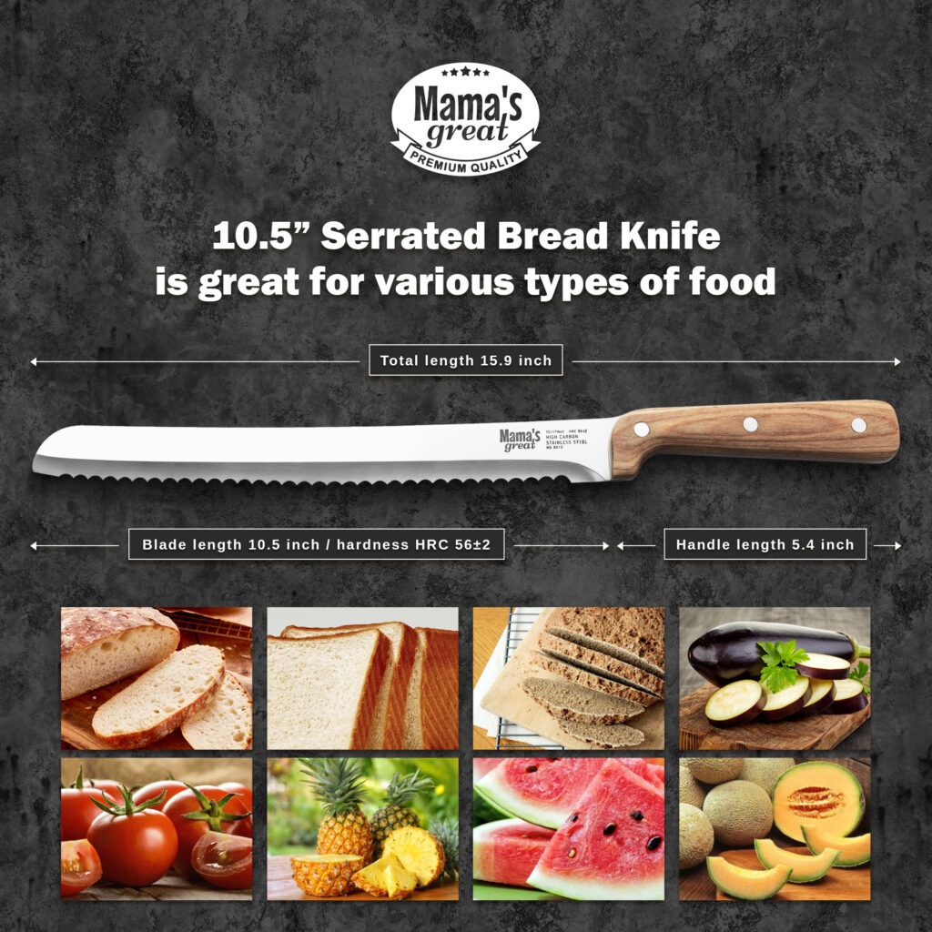 Choice 10 Curved Serrated Edge Bread Knife with White Handle