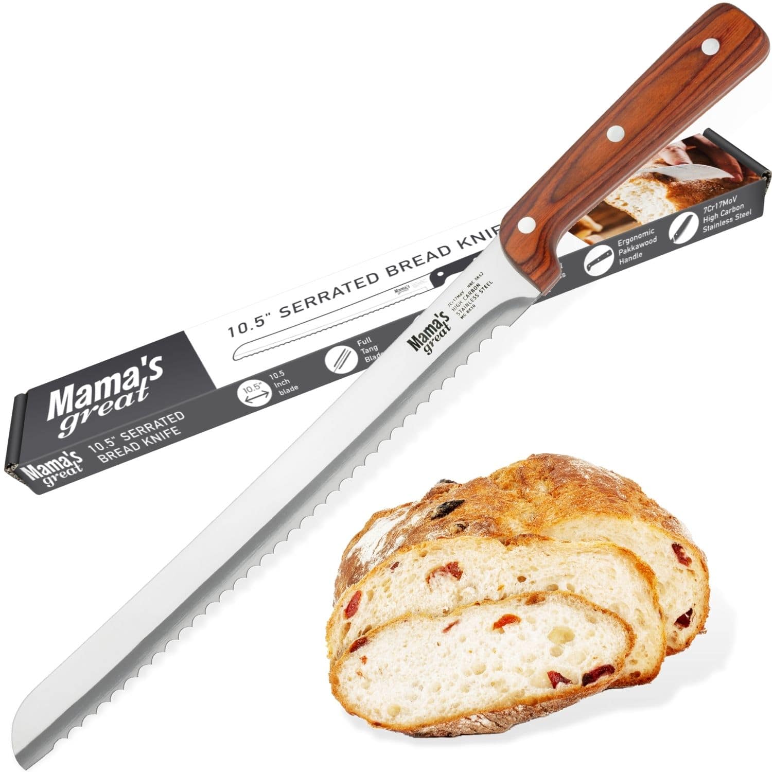 Mama's Great Bamboo Bread Slicer for Homemade Bread - Adjustable Slice  Width